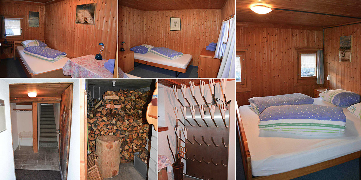 Bildbeschreibung: Schlafzimmer, Hauseingang, Holzlager, Skischuhheizung.